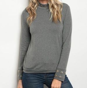 Gray Long Sleeve Top